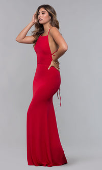  Long Tied-Open-Back Formal Dress with Train