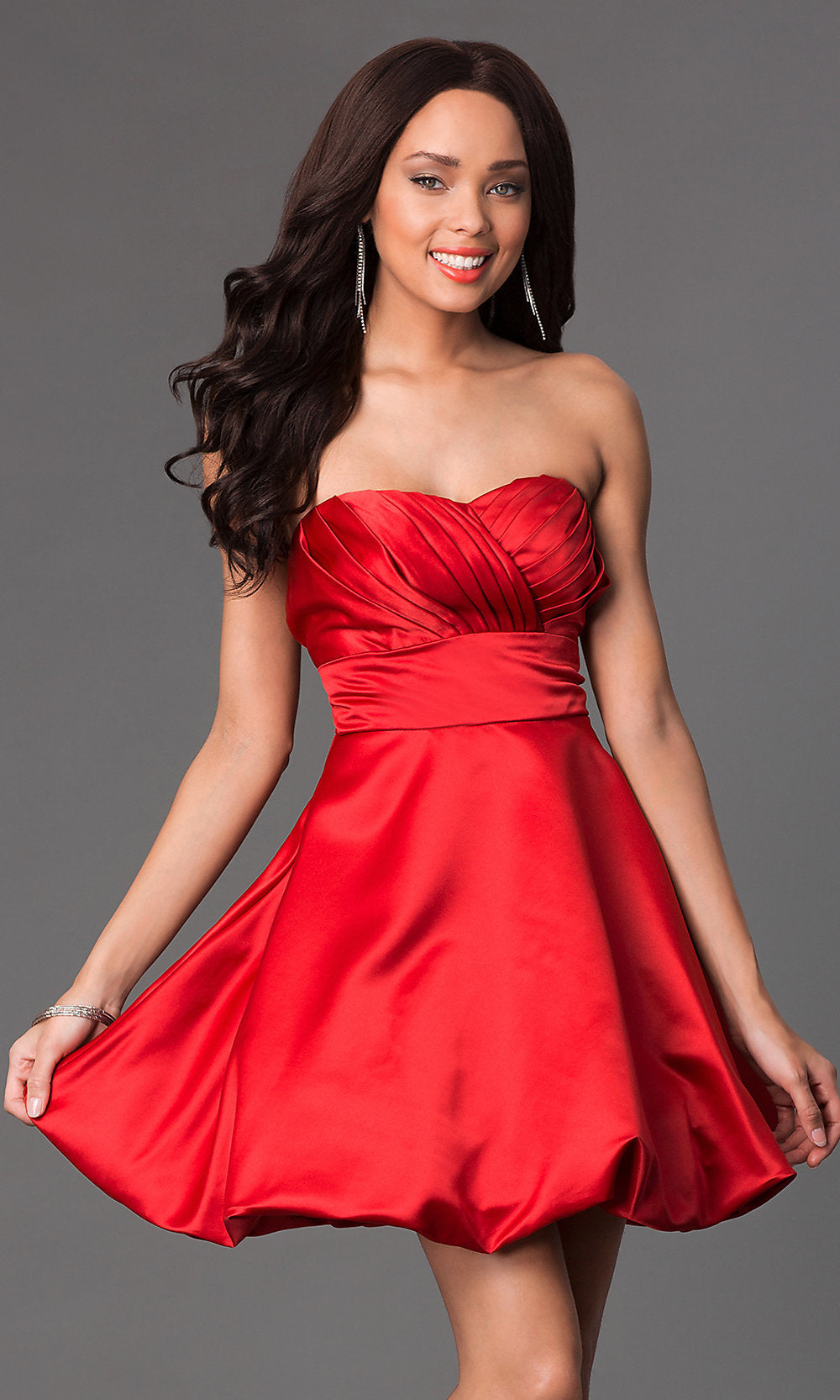 Red Short Bubble-Hem A-Line Simple Prom Dress