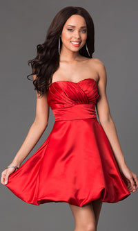 Red Short Bubble-Hem A-Line Simple Prom Dress