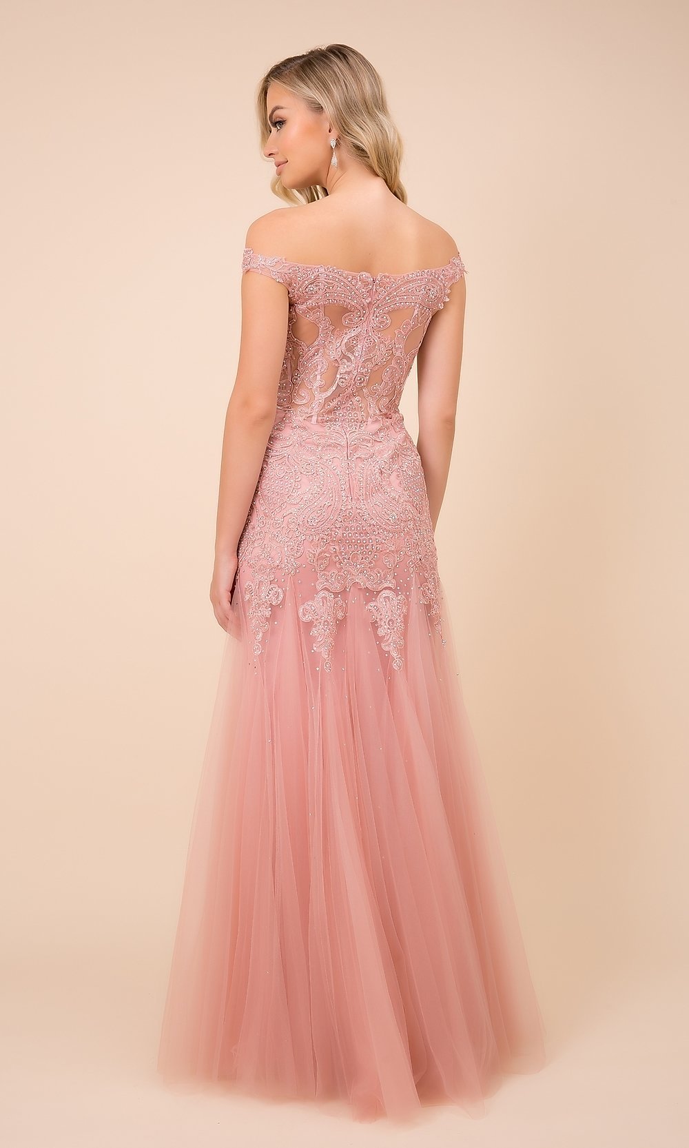  Embroidered Illusion-Bodice Long Mermaid Prom Dress