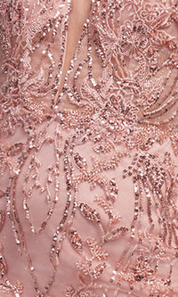  Sheer-Bodice Sequin Rose Pink Homecoming Dress