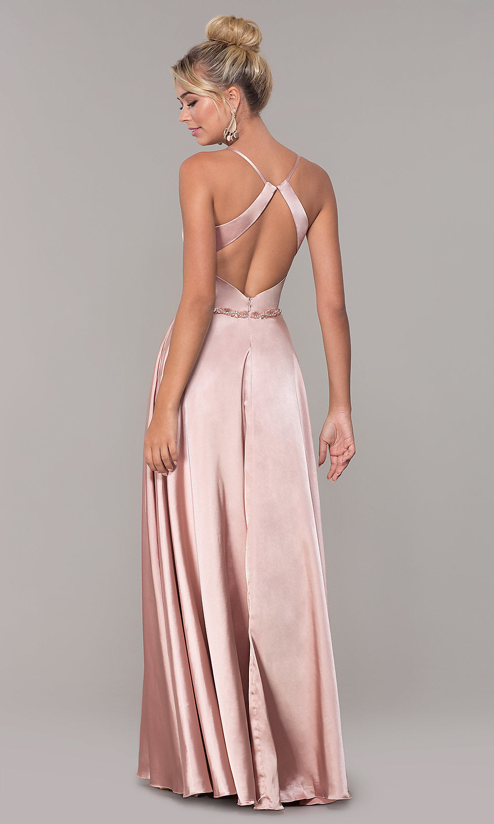 Satin wrap hotsell prom dress