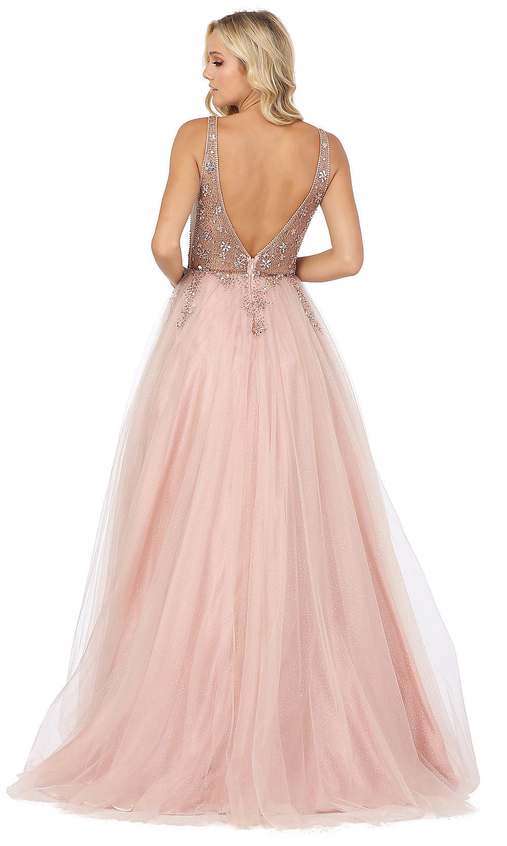  Ball-Gown-Style Beaded-Bodice Formal Prom Dress