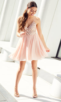  Short Chiffon Sparkly Homecoming Party Dress