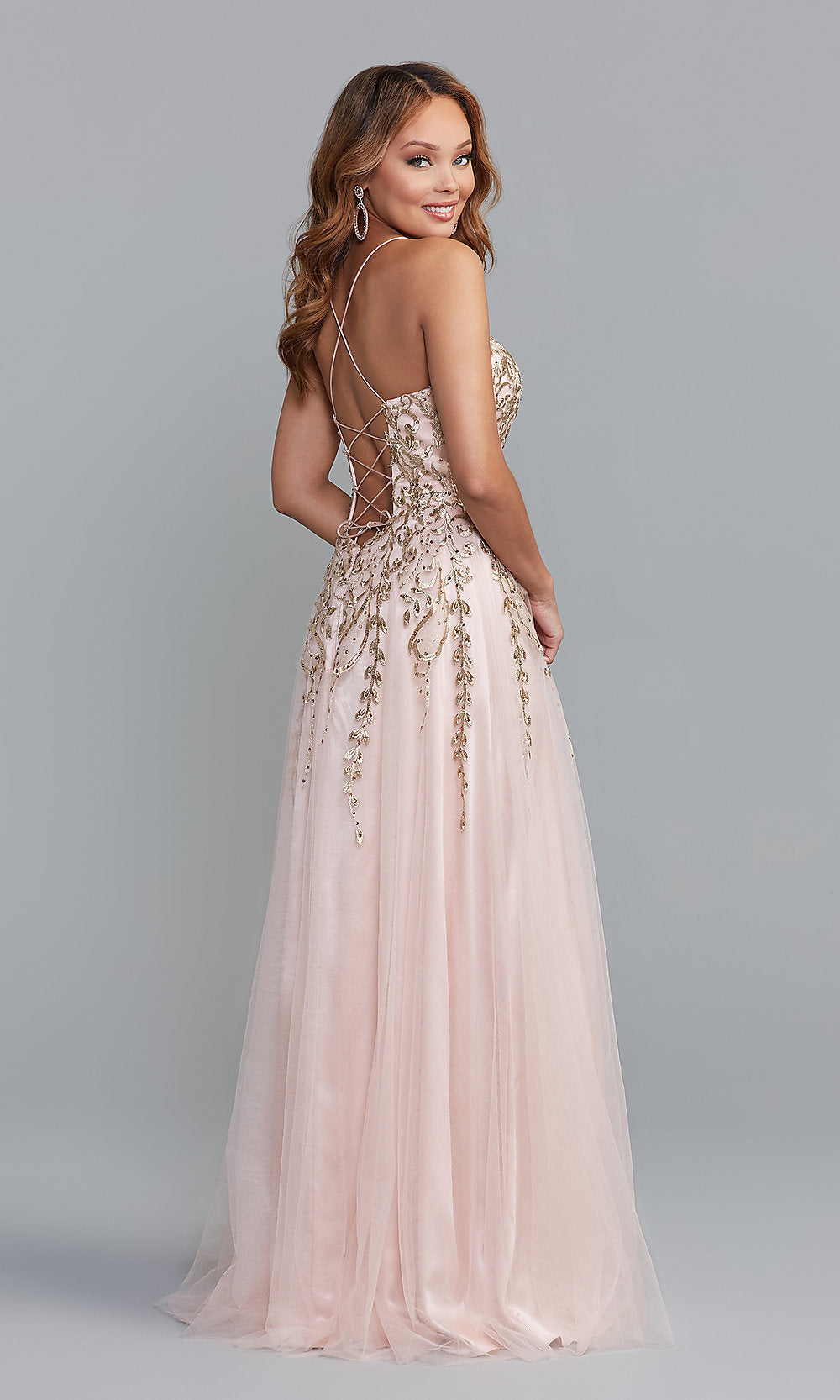 Embroidered prom sales dress