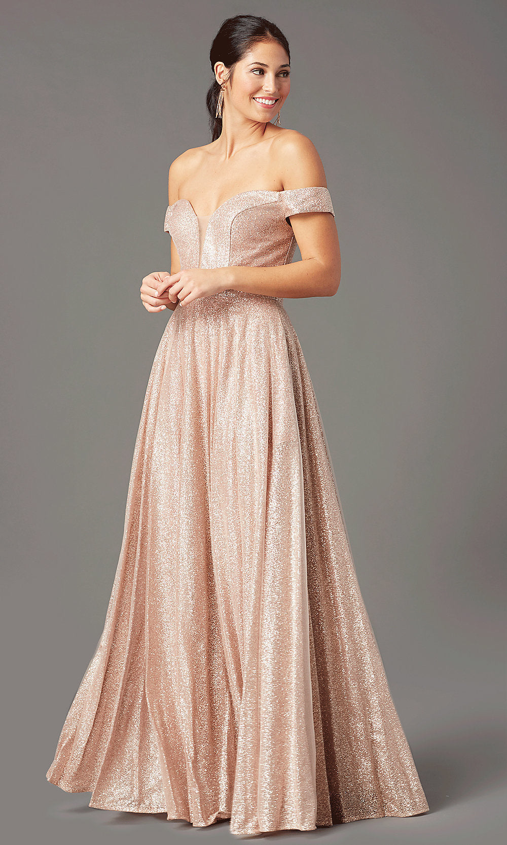  Sparkly Long Rose Gold Prom Dress by PromGirl