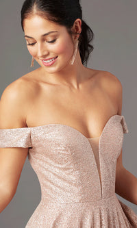  Sparkly Long Rose Gold Prom Dress by PromGirl