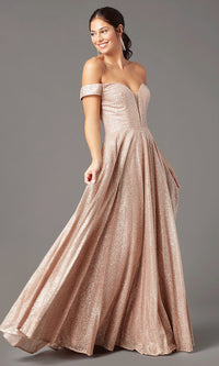  Sparkly Long Rose Gold Prom Dress by PromGirl