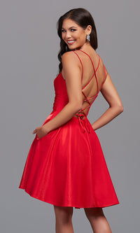  Strappy-Open-Back Short A-Line Homecoming Dress
