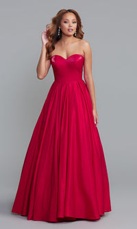 Rose Shimmer Strapless Sweetheart Long A-Line Prom Dress