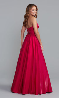  Strapless Sweetheart Long A-Line Prom Dress
