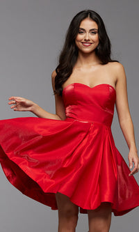 Rose Shimmer Strapless Sweetheart Short Prom Dress with Corset