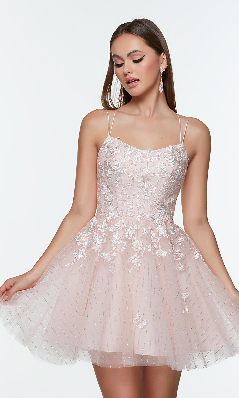 Rosewater Rosewater Pink Corset-Back Short Homecoming Dress