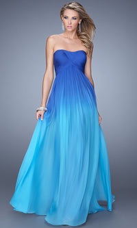 Royal/Aqua Long Strapless Ombre Prom Dress by La Femme