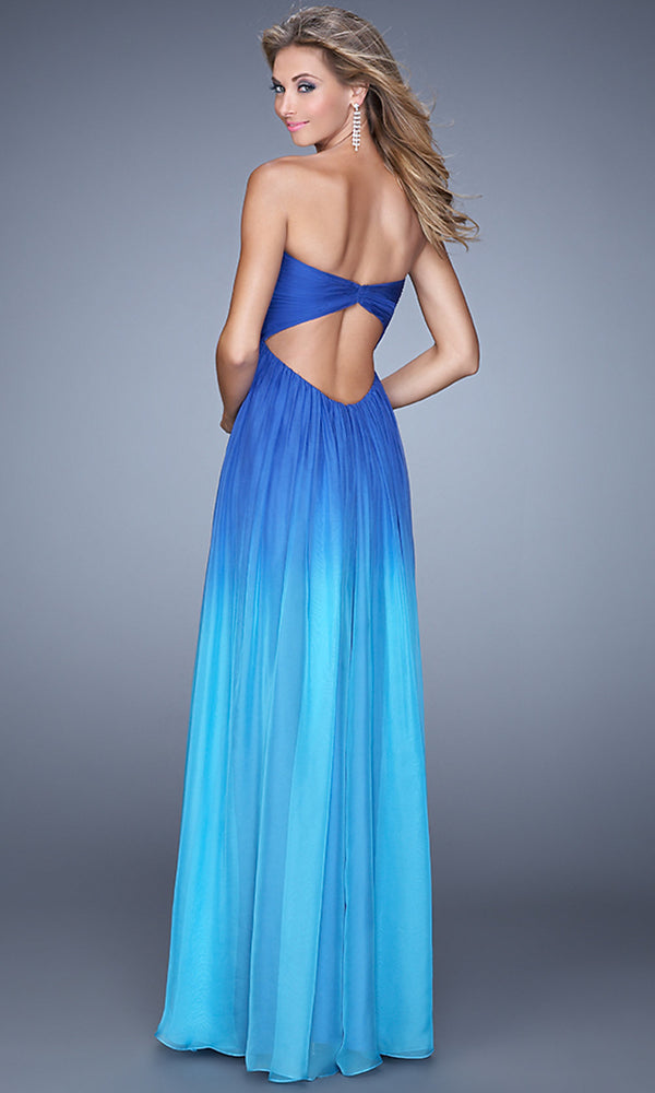 Long Strapless Ombre Prom Gown by La Femme