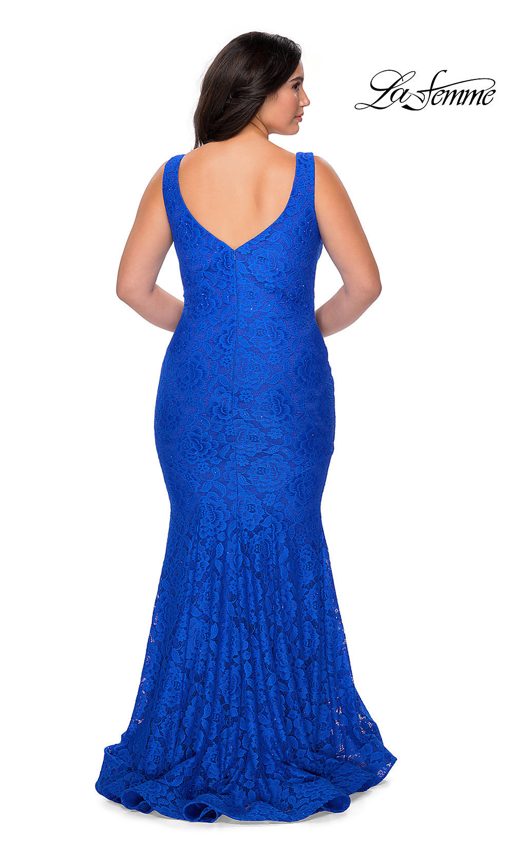 La Femme Stretch Lace Plus Size Gown with Beading in Red at Nordstrom, Size 18w La Femme Stretch Lace Plus Size Gown with Beading in Red at Nordstrom, Size 18w