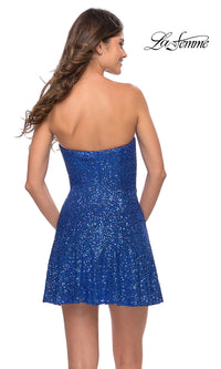  La Femme Strapless Short Sequin A-Line Party Dress