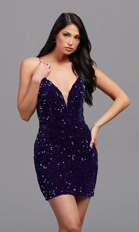 Royal Blue Short Open-Back Sequin Royal Blue Homecoming Dress