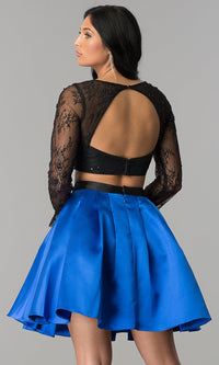  Lace and Satin Two-Piece Short Homecoming Dress