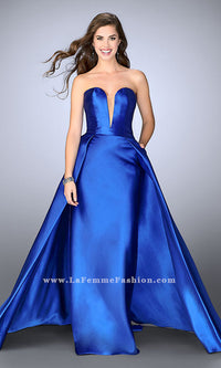 Sapphire Blue Strapless Prom Dress with Pockets
