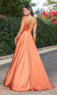  Satin A-Line Classic Long Prom Dress