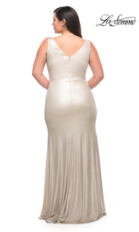  Metallic Long La Femme Plus-Size Prom Dress