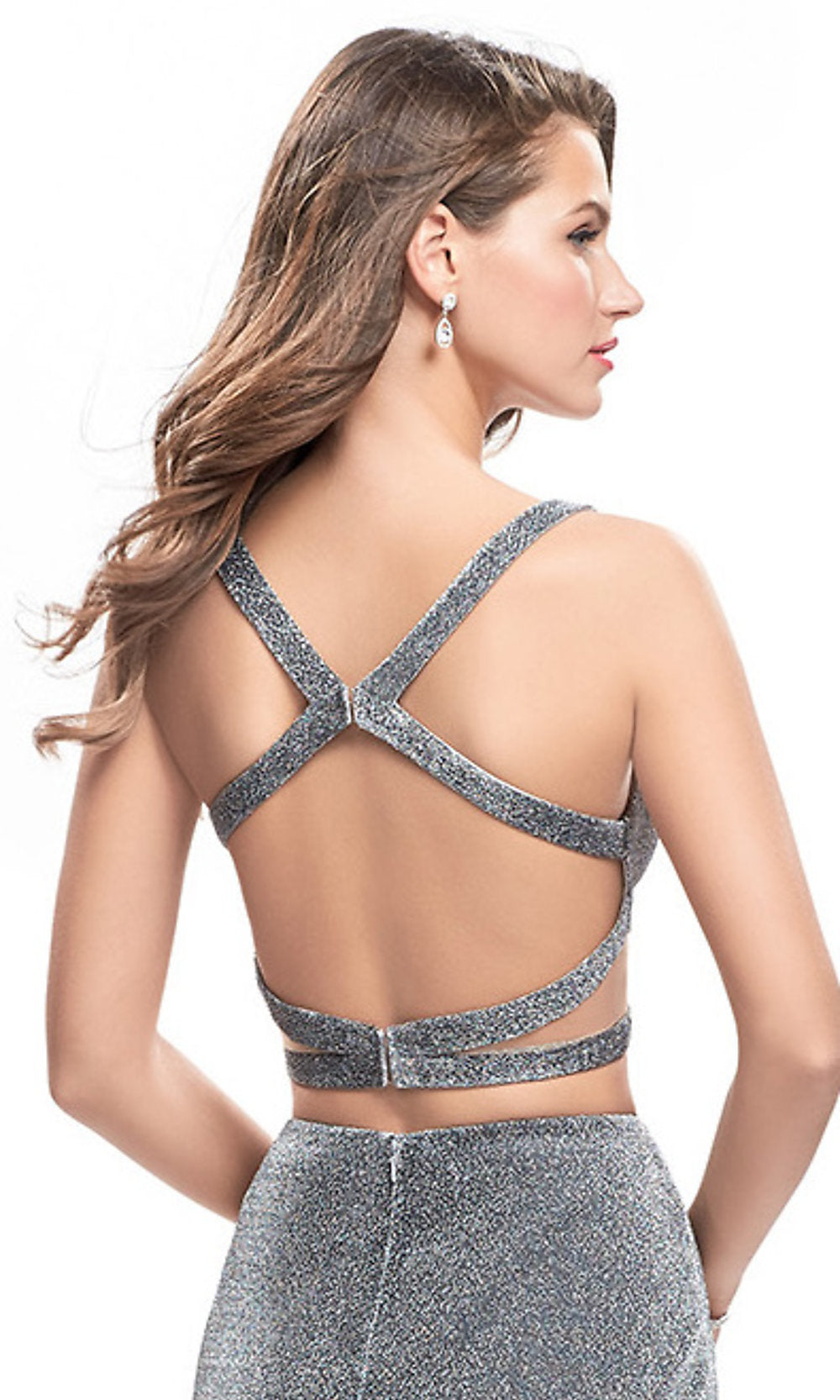 silver low back dress Silver Sequin Plunging Neck Low Back Prom Dress