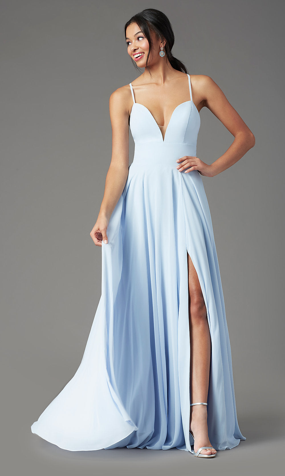  PromGirl Long Chiffon Formal Prom Dress with Train