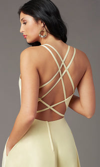  Multi-Strap-Back Long Satin Prom Dress by PromGirl