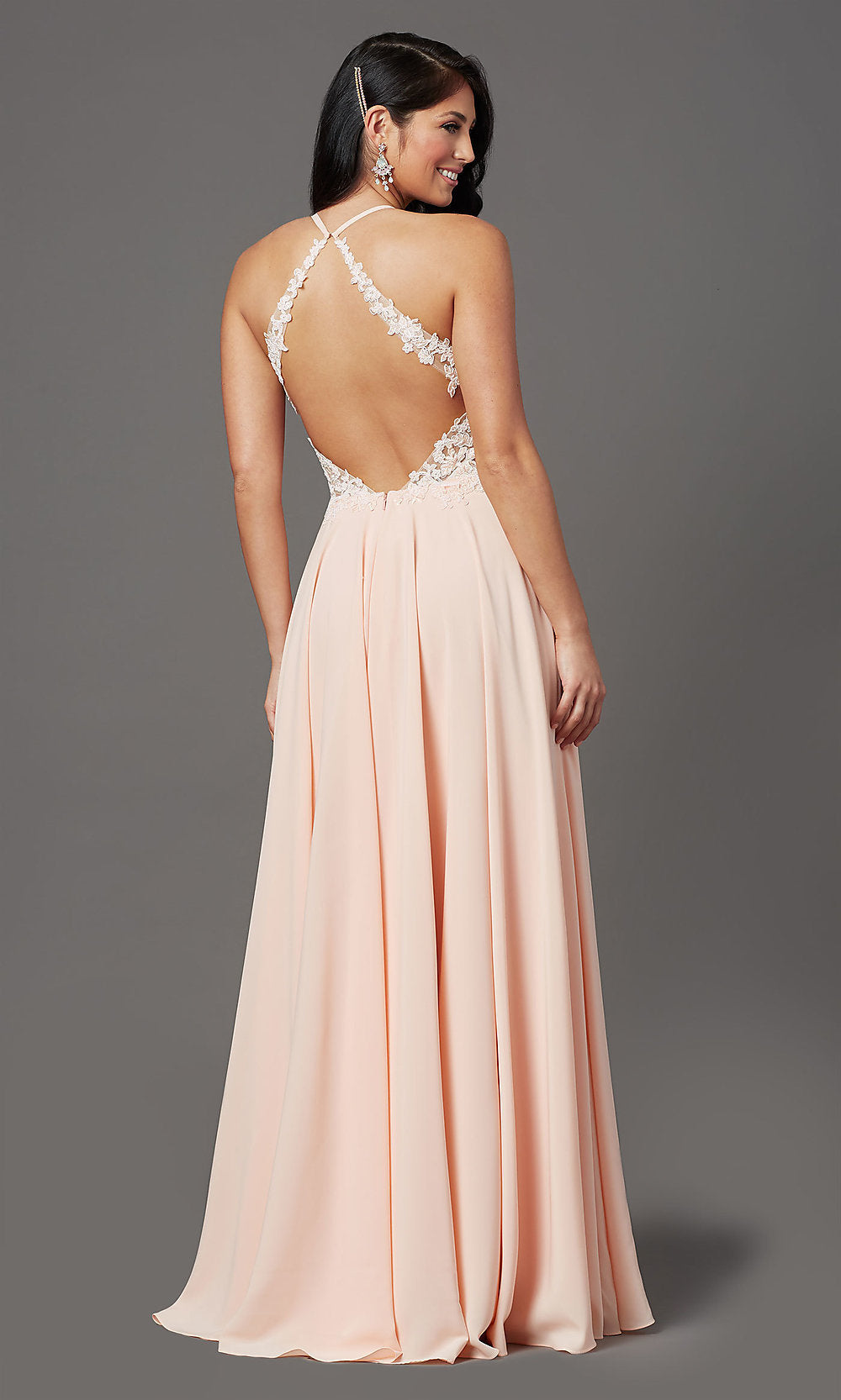  Open-Back Long Prom Dress by PromGirl