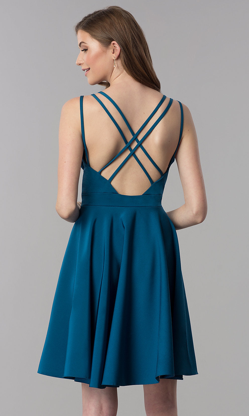  Triple-Strap Short Teal Blue Homecoming Party Dress