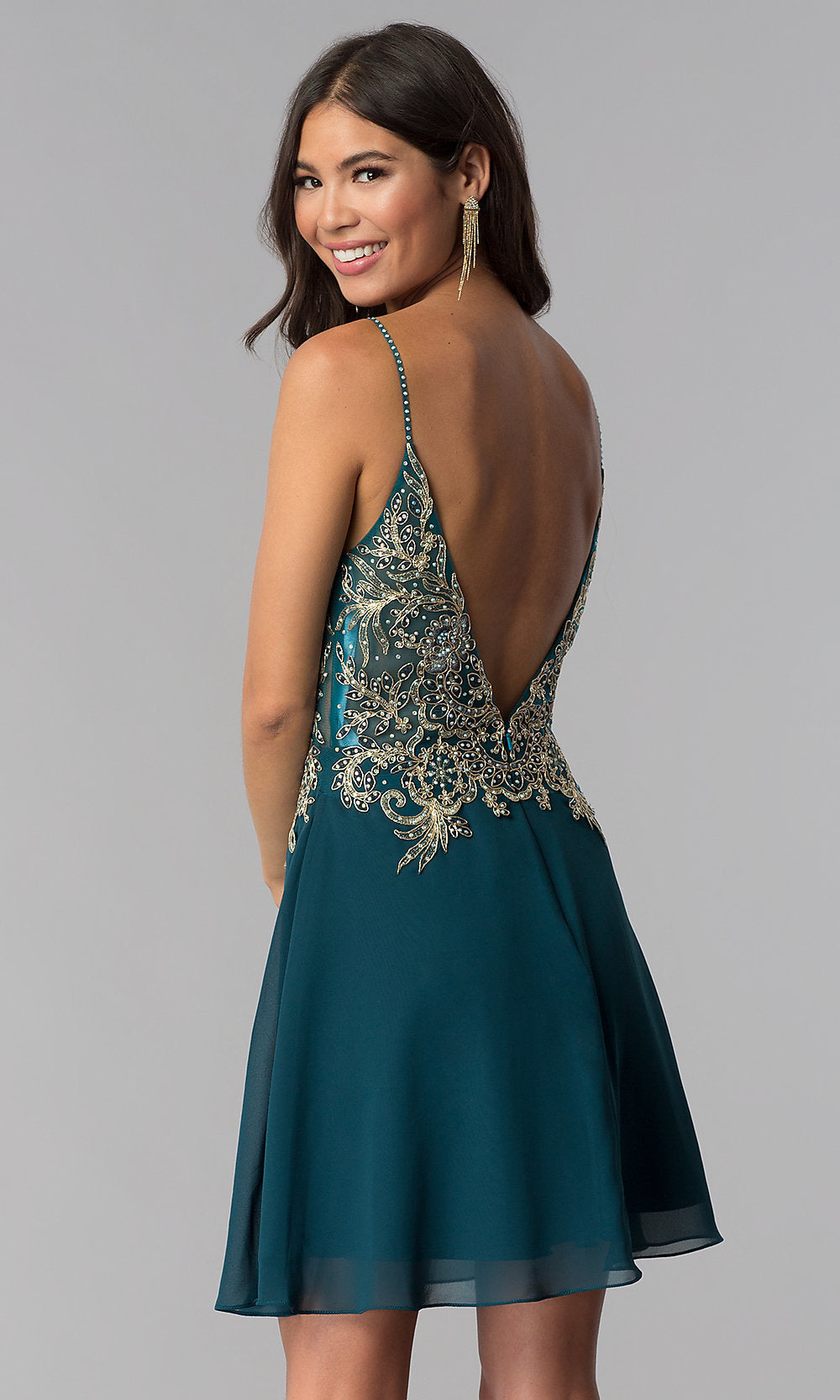 teal homecoming dresses short Teal Green Squre Neck Sequins Junior's Homecoming Dress