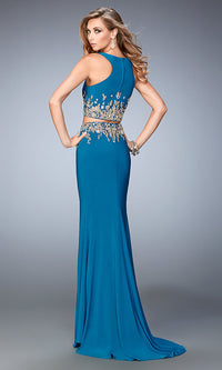  La Femme Floor Length Two Piece Dress