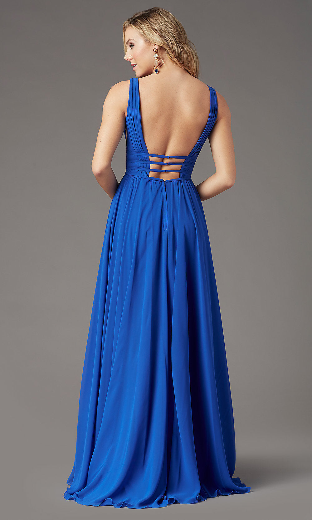 True Blue Grecian-Style Long Formal Prom Dress by PromGirl