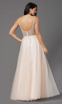  PromGirl Long Prom Dress with Beaded Sheer Bodice
