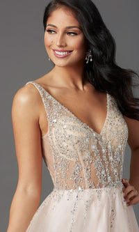  PromGirl Long Prom Dress with Beaded Sheer Bodice