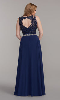  Beaded-Bodice Long Formal Dress with Cut-Out Back