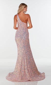  Alyce One-Shoulder Long Allover-Sequin Prom Dress