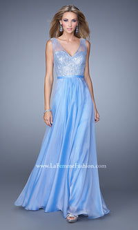 Violet Sequin-Bodice La Femme Long Prom Dress