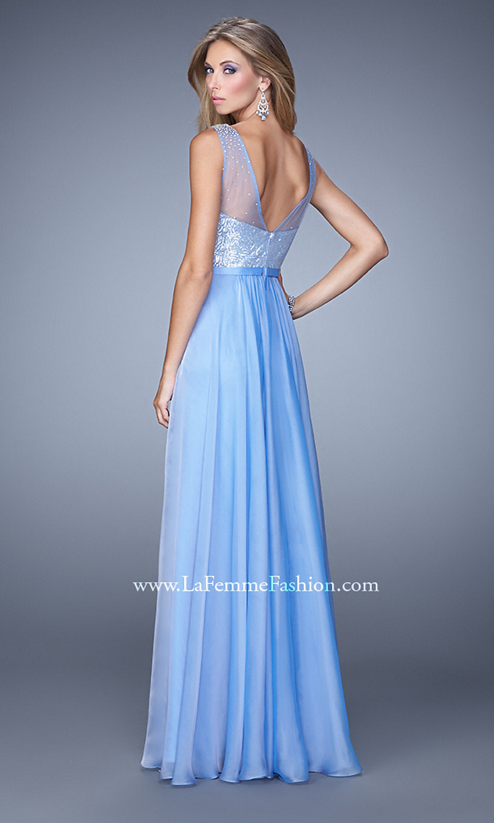  Sequin-Bodice La Femme Long Prom Dress