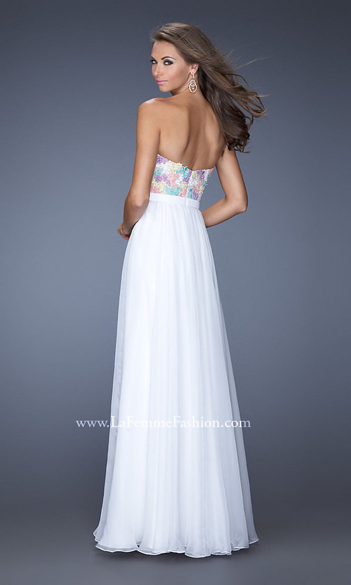 White La Femme Strapless Long A-Line Formal Dress