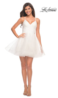 White La Femme Short Fit-and-Flare Homecoming Dress