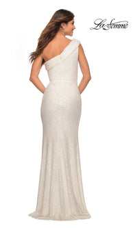  La Femme Long One-Shoulder Sequin Prom Dress