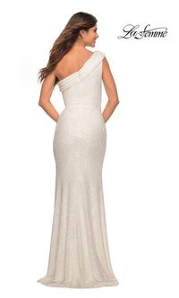  La Femme Long One-Shoulder Sequin Prom Dress