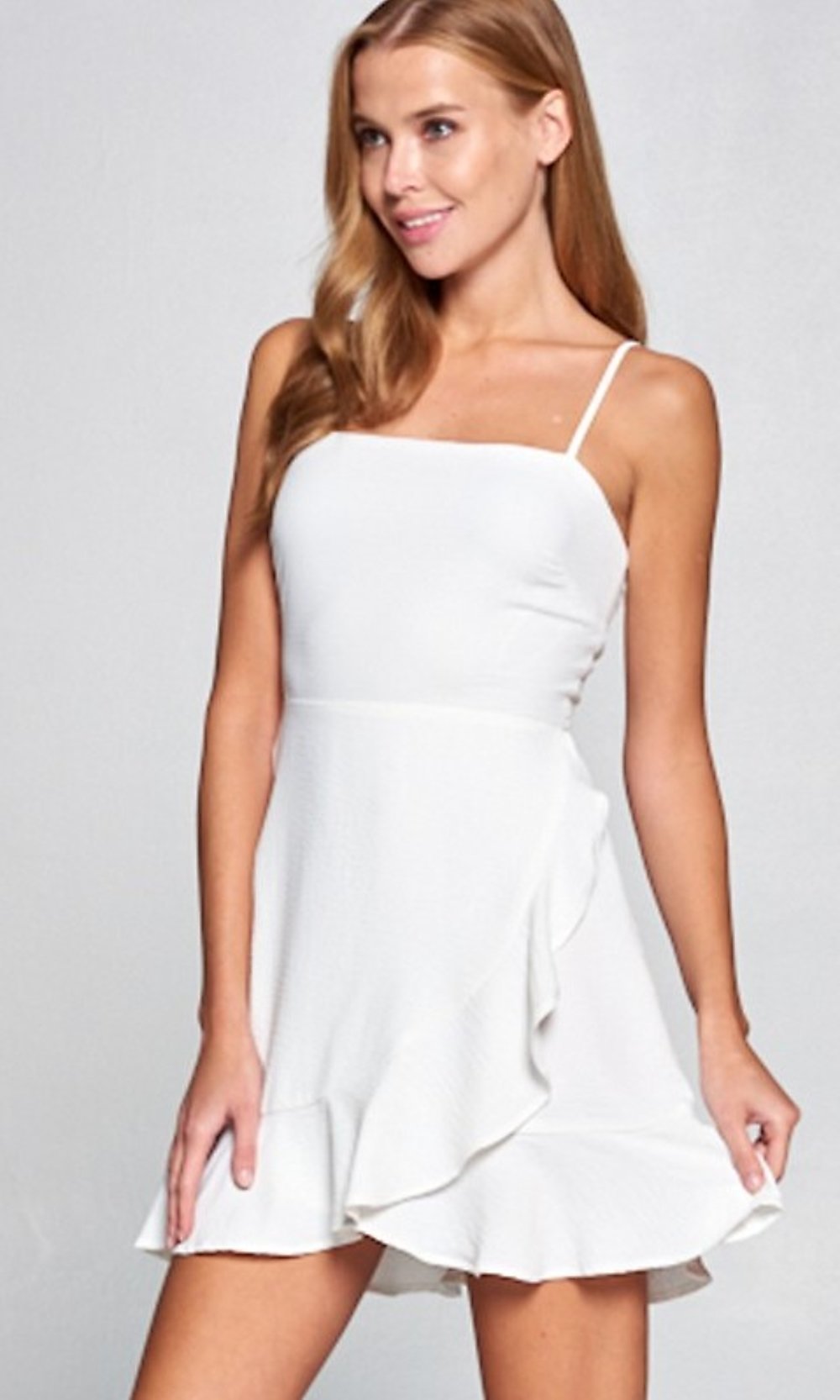 White Short White Graduation Dress with Back Tie