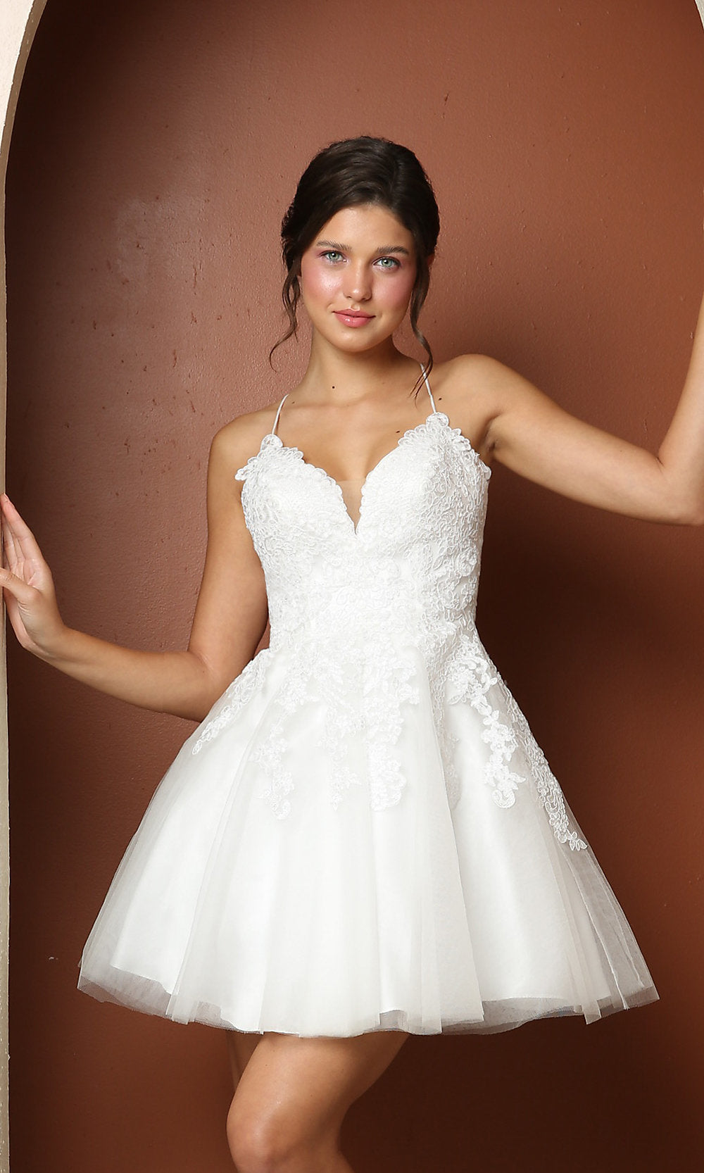 Corset-Back Short A-Line Baby Doll Homecoming Dress Corset-Back Short A-Line Baby Doll Homecoming Dress