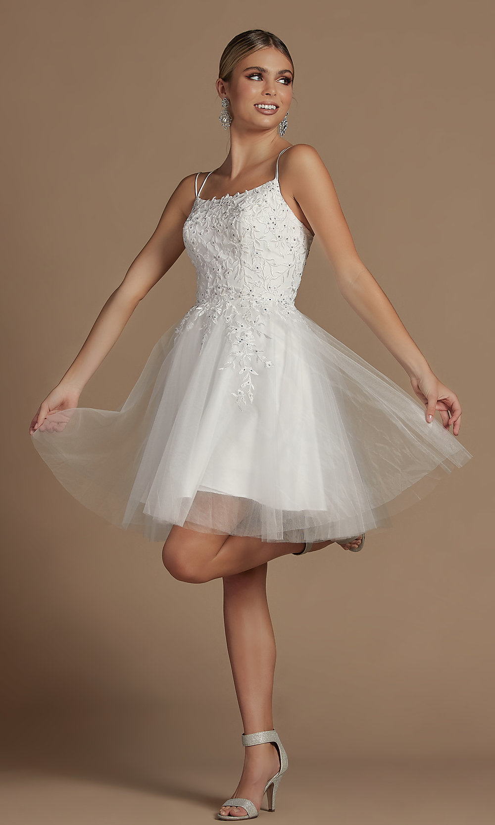 Embroidered A Line Short Corset Back Homecoming Dress