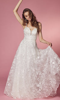 White White Lace Long Ball-Gown Wedding Dress