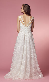  White Lace Long Ball-Gown Wedding Dress