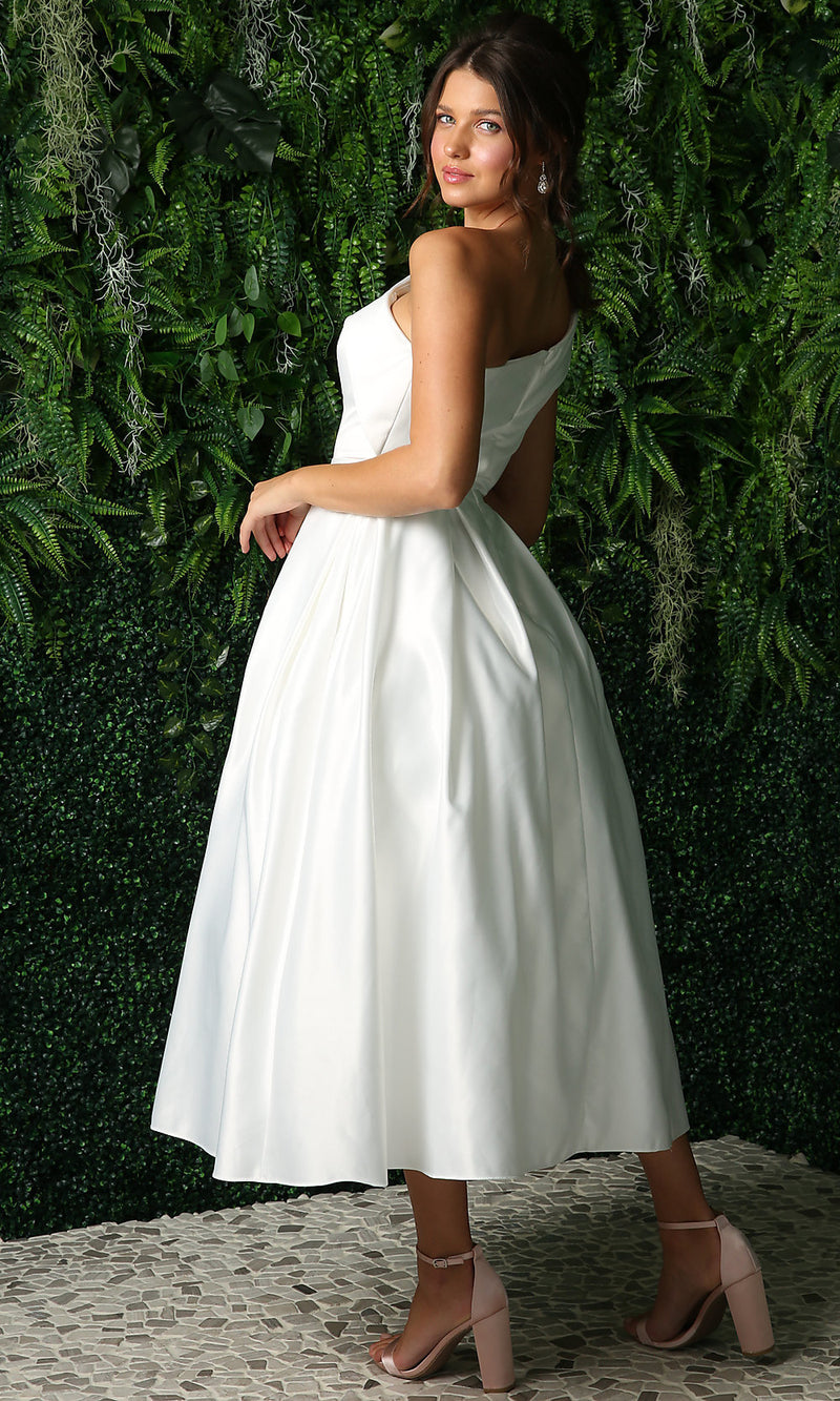 One-Shoulder Semi-formal A-Line Midi Dress